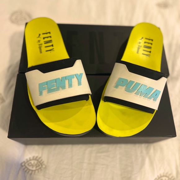 FENDY  X PUMA BY RIHANNA SURF SLIDES 💛💚 - Picture 1 of 10